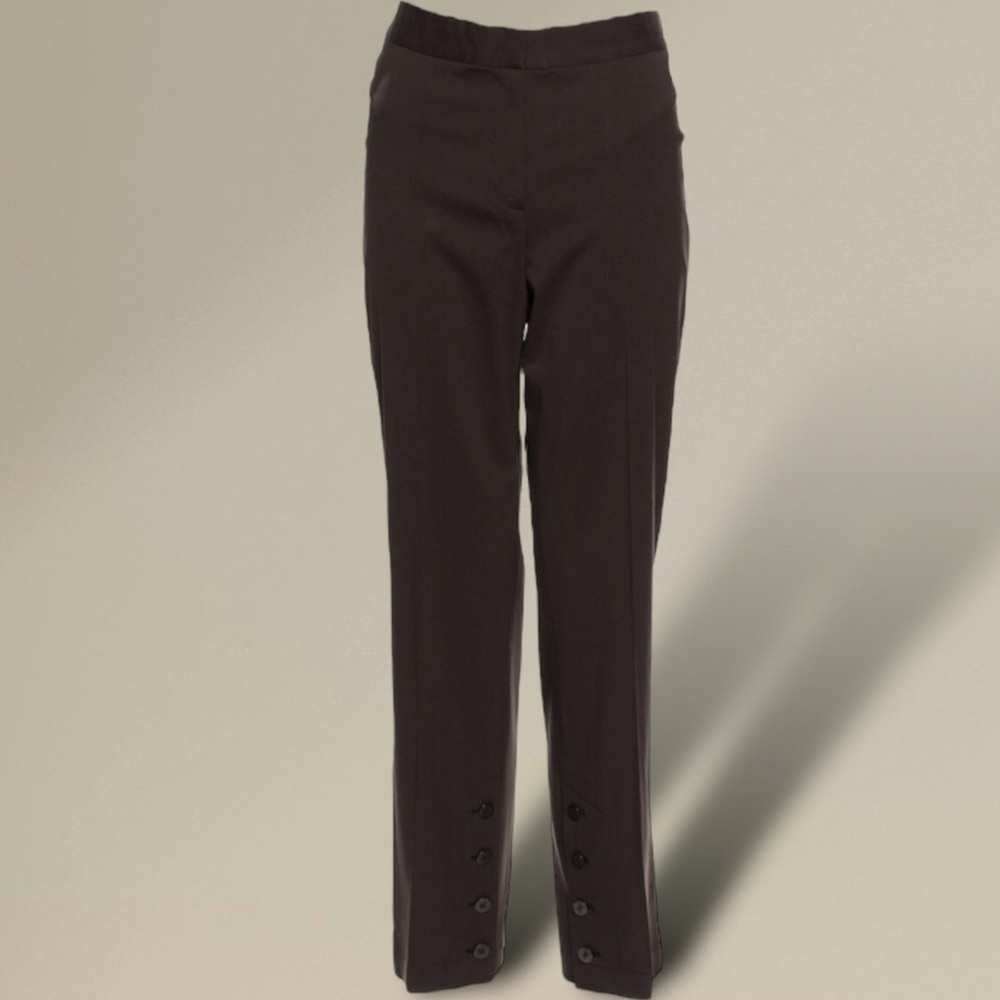 Burberry London Brown Straight Leg Tailored Trousers Wool Blend Buttoned Sz 6 - Picture 13 of 16
